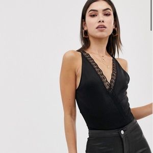 ASOS lace detail black body suit